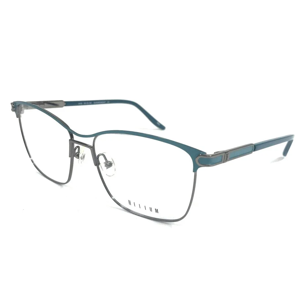 Helium Eyeglasses Frames 4438 GUN/MIDNIGHT Blue Gray Square Full Rim 55-16-140
